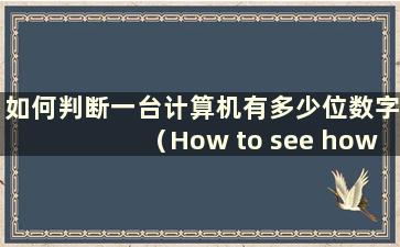 如何判断一台计算机有多少位数字（How to see how muchdigits a computer has）